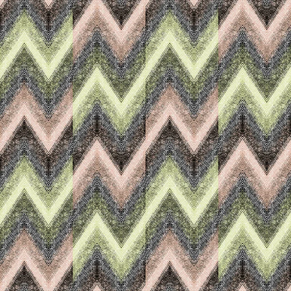 Seamless geometric textured zigzag pattern. Pink, yellow stripes on a brown background.