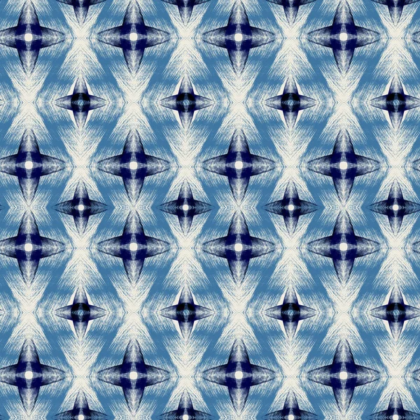 Padrão Azul Ikat Étnico Sem Costura Fundo Claro — Fotografia de Stock