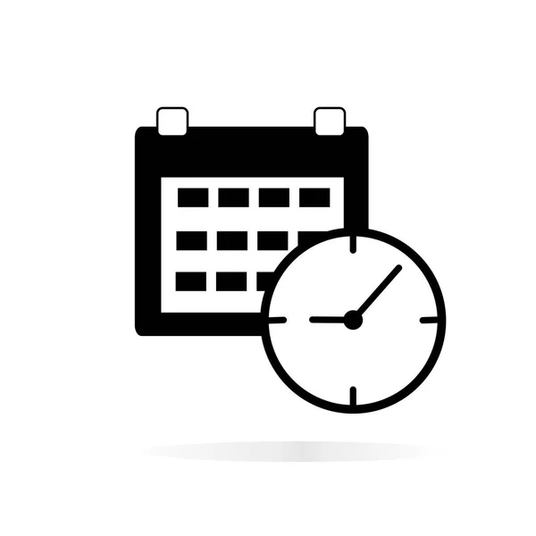 白い背景のカレンダー時計アイコン。カレンダー時計印. — ストックベクタ
