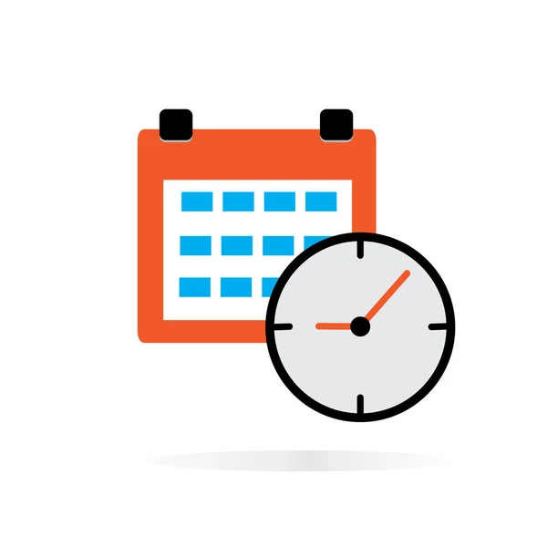 Kalender klokpictogram op witte achtergrond. kalender klok teken. — Stockvector