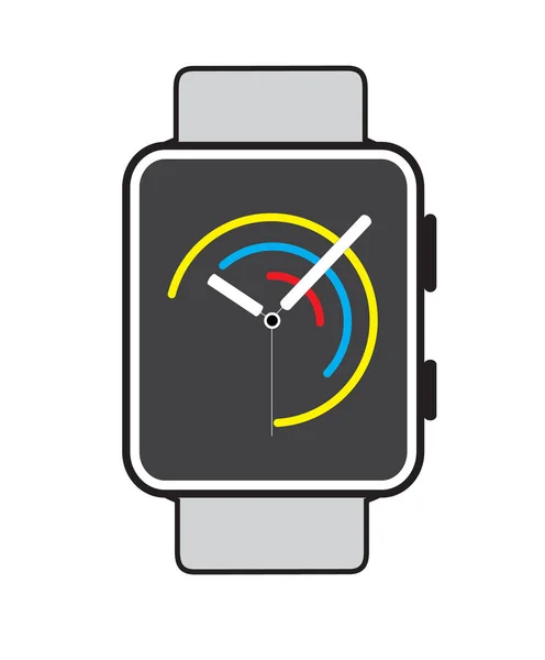 Reloj inteligente portátil con el seguimiento de la aptitud icono plano en blanco ba — Archivo Imágenes Vectoriales