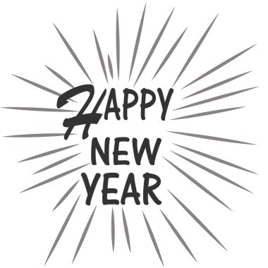 Beyaz arka plan üzerinde mutlu yeni yıl. mutlu yeni yıl metin. mutlu n