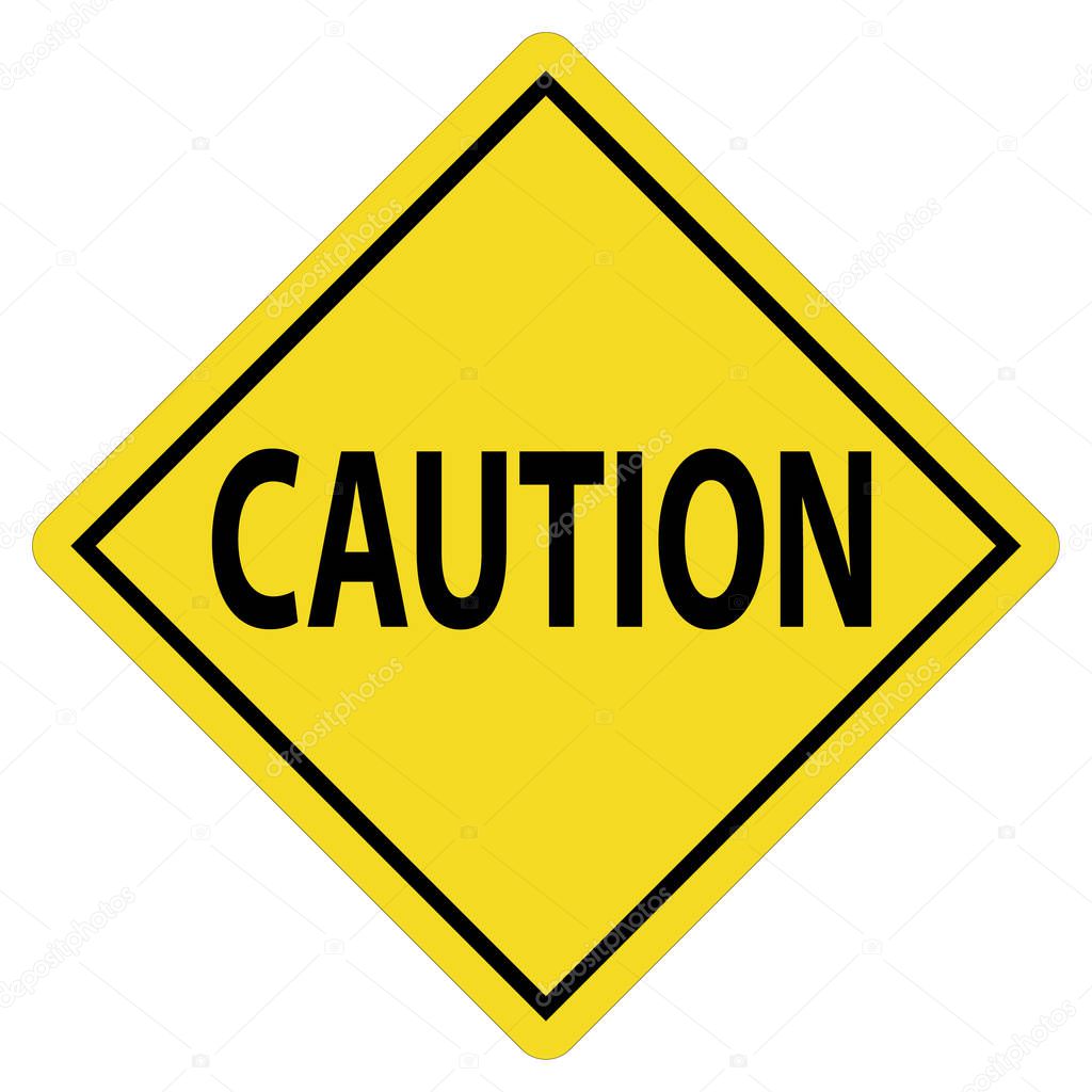 caution yellow icon on white background. caution sign. flat styl