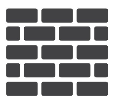 Beyaz arka plan duvar simgesi. düz stil. tuğla duvar vektör simgesi.