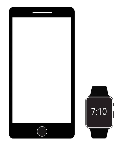 Smartphone et Digital Smart montre isolée sur fond blanc. style plat. Smartphone et Digital Smart Watch signe . — Image vectorielle