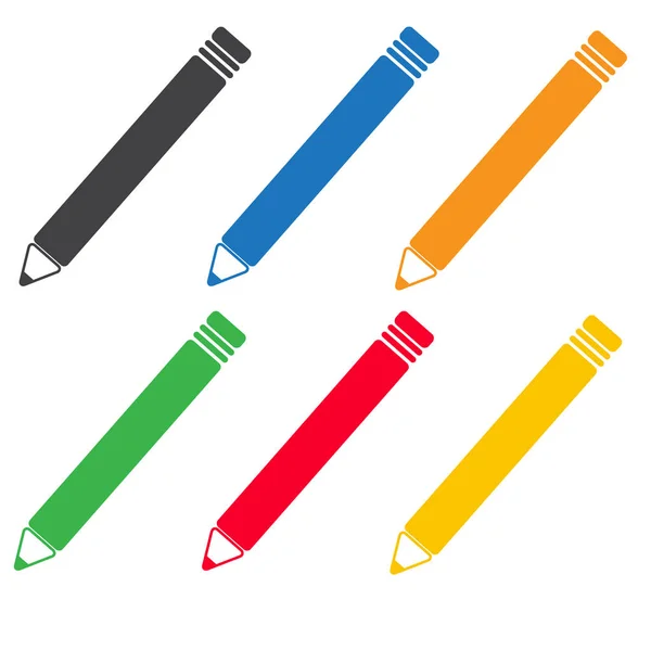 Ícone de lápis de cores, lápis de cores no fundo branco — Vetor de Stock