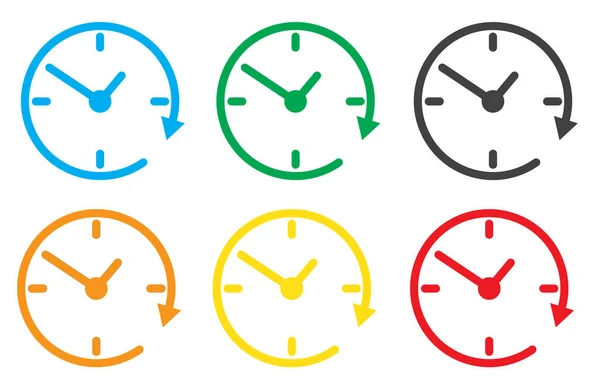 Icono del reloj establecido sobre fondo blanco. señal de reloj. estilo plano . — Vector de stock