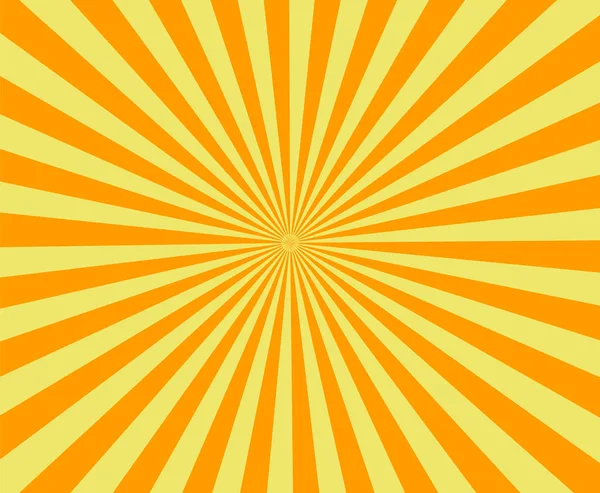 レトロなオレンジ色の背景 サンバースト線レトロな背景 — ストックベクタ