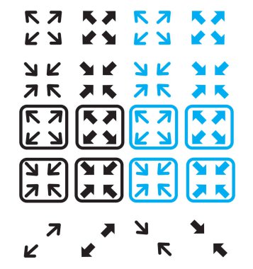 tam ekran ve çıkış tam ekran simgesi. düz stil. tam ekran işareti.