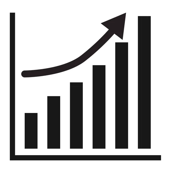 Graphique d'affaires .vector progression de la croissance flèche noire. style plat . — Image vectorielle