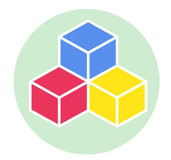Icône cubes de couleur sur fond vert. Pictogramme plat moderne . — Image vectorielle