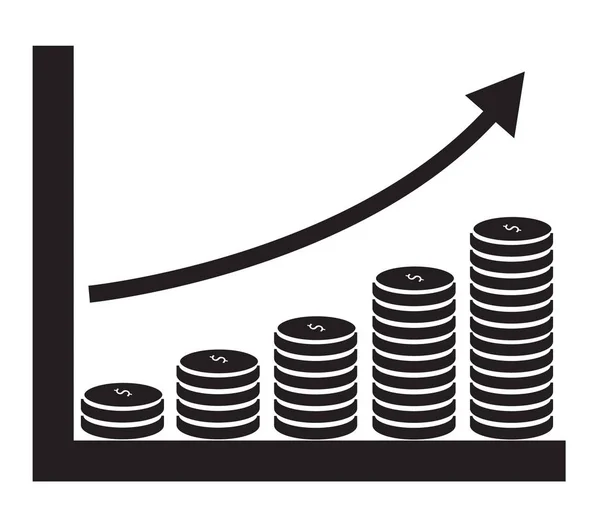 Graphique de croissance du dollar sur fond blanc. graphique de croissance du dollar sig — Image vectorielle