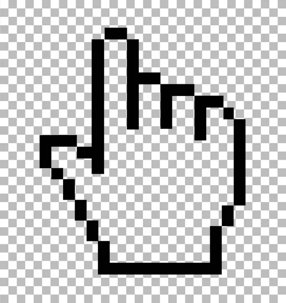 Pixelhandsymbol transparent. Hand Cursor Symbol flachen Stil. Pixel — Stockvektor