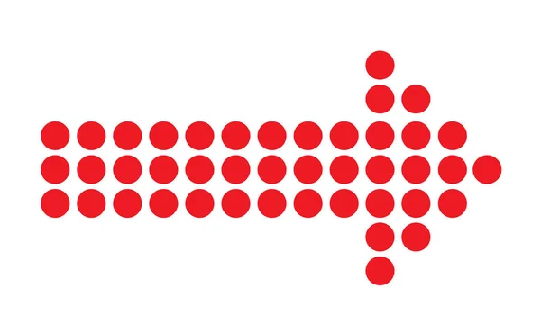 白い背景に赤いドット矢印。赤い矢印の標識です。フラット スタイル。m — ストックベクタ
