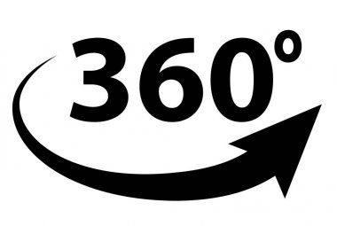 360 derece görüntü. Beyaz arka plan üzerinde 360 derece panorama. 360 de