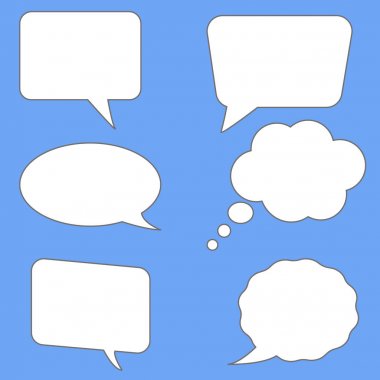 konuşma balonları mavi zemin üzerine beyaz. flst tarzı. boş boş