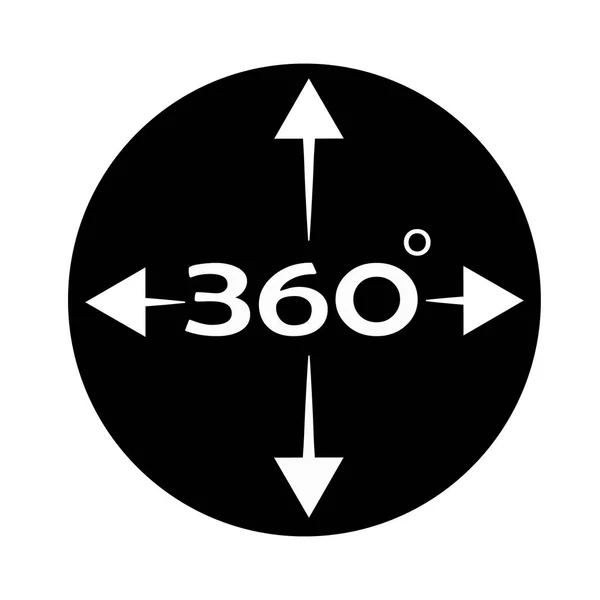 白い背景の角度 360 度アイコン。360 度ビュー記号. — ストックベクタ