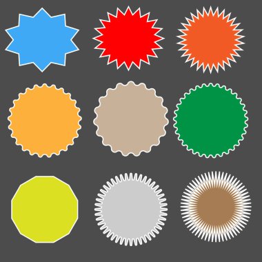 Yıldız patlaması siyah arka plan üzerinde ayarlayın. Yıldız patlaması işareti. Spee patlama