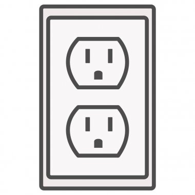 güç çıkışları sembolü cezalı. Beyaz soket. elektrik prizine ICO