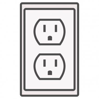 grounded power outlets symbol. white socket. electric outlet ico clipart