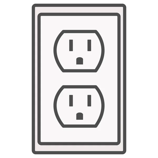 Grounded power outlets symbol. white socket. electric outlet ico — Stock Vector