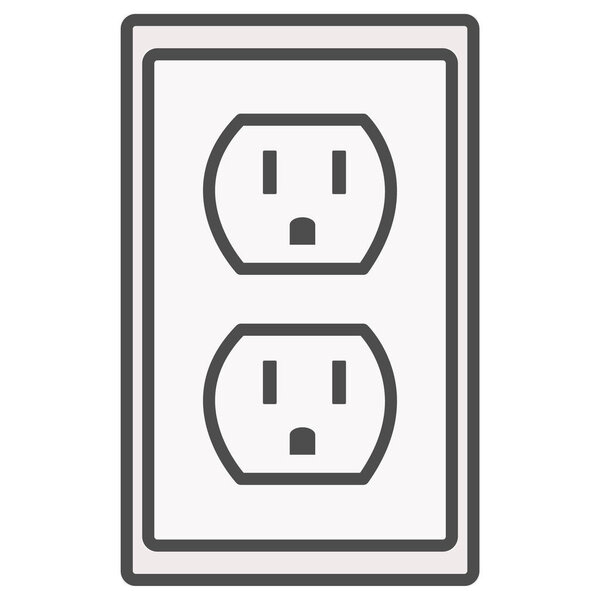 grounded power outlets symbol. white socket. electric outlet ico