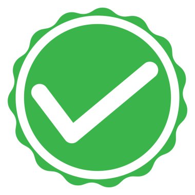 beyaz zemin üzerine yeşil onay işareti simgesini. Yeşil onay işareti işareti. düz stil. onay işareti ve haç sembolü.