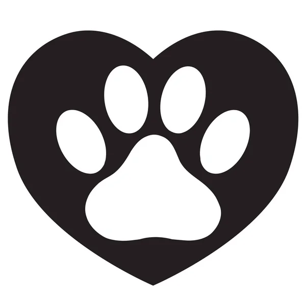 Hjärta med djur fotavtryck ikon på vit bakgrund. platt stil. sällskapsdjur tass i hjärtat symbol. Kärlekstass tecken. hund tass och hjärta logotyp. — Stock vektor