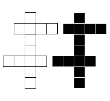 Beyaz arkaplanda çapraz bulmaca simgesi. Düz stil. Web siteniz için bulmaca simgesi, logo, uygulama, Ui. Zeka sembolü Projektör ekran işareti. 