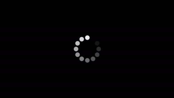 Loading Circle on black screen. Loading Animation. twelve animated dots fading in and out in sequence creating a rotating effect. — Stock Video