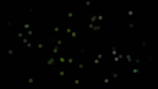 Siyah ekran animasyonunda Bokeh ışıkları. HD görüntüler. Yeşil Bokeh. Soyut Bokeh Arkaplanı. — Stok video