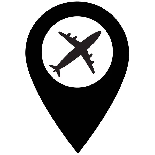 Markierungen auf der Flughafenkarte auf weißem Hintergrund. flachen Stil. Kartenzeiger mit Flugzeug-Symbol für Ihr Webseiten-Design, Logo, App, ui. Flughafenmarkierungsschild. Kartenzeiger mit Flugzeug-Symbol. — Stockvektor