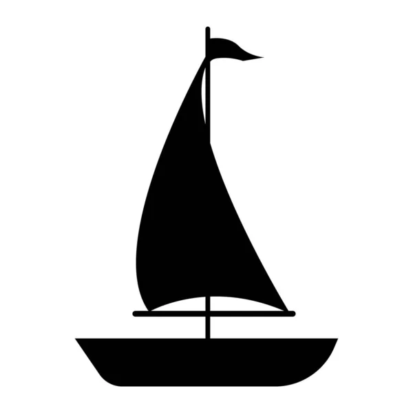 Segelbåt Ikon Vit Bakgrund Platt Stil Segelbåt Ikon För Din — Stock vektor