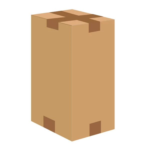Kapalı Karton Kutu Beyaz Arka Plan Üzerine Bantlanmış Kahverengi Kağıt — Stok Vektör