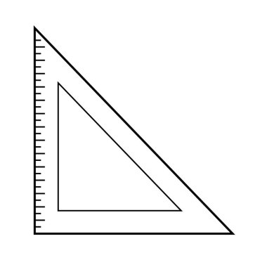Beyaz arkaplanda ölçüm cetveli simgesi. Düz stil. Web sitesi tasarımınız için yönetici simgesi, logo, uygulama, UI. Üçgen cetvel sembolü. cetvel işareti. 