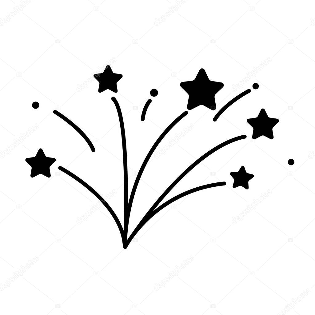 Firework icon on white background. flat style. burst icon for your web site design, logo, app, UI. shooting stars symbol. celebration or holiday sign.