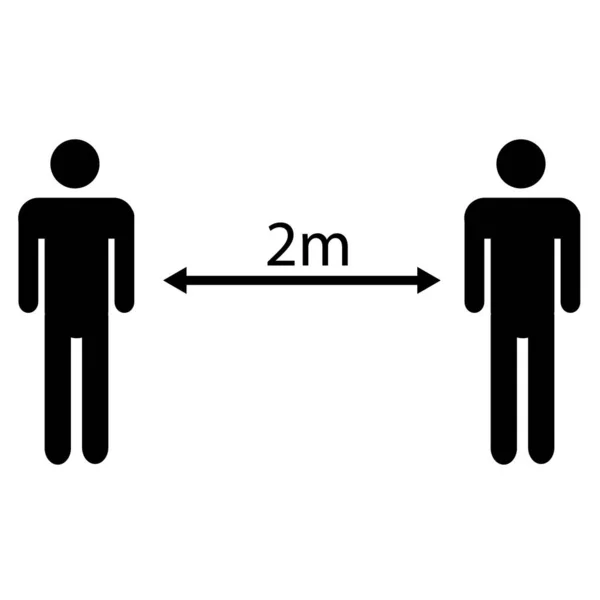 Soziale Distanzierung Symbol Auf Weißem Hintergrund Flachen Stil Meter Abstand — Stockvektor