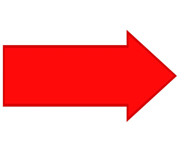 Rode Pijl Richting Pictogram Witte Achtergrond Vlakke Stijl Rode Pijl — Stockvector