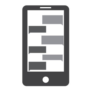 Beyaz arkaplanda mesaj baloncukları simgesi. Düz stil. Web siteniz için mobil sohbet simgesi, logo, uygulama, UI. Telefon sembolü ile mesajlaşın. kısa mesaj servisi kabarcıkları işareti. 