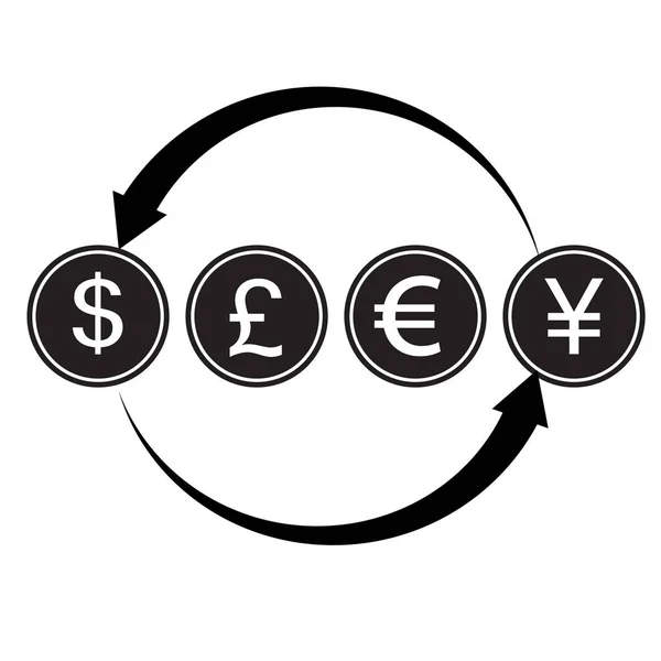 Icona Trasferimento Denaro Icona Conversione Denaro Euro Dollaro Stile Design — Vettoriale Stock