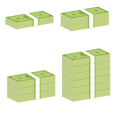 Para yığını tabelası. para yığını beyaz arkaplan.