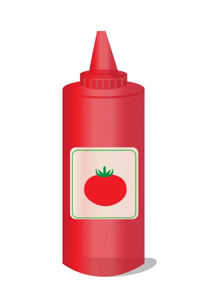 Bouteilles Ketchup Tomate Isolées Sur Fond Blanc Design Plat — Image vectorielle