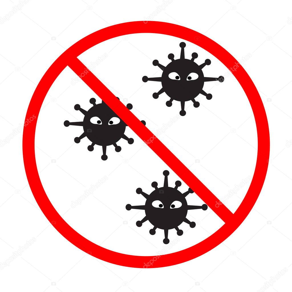 quarantine zone icon on white background. flat style. no virus icon for your web site design, logo, app, UI. caution epidemic symbol. warning sign. Antibacterial or Microbe symbol.