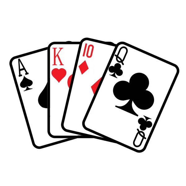 Αναπαραγωγή Εικονίδιο Κάρτα Λευκό Φόντο Επίπεδο Στυλ Παίζοντας Κάρτες Πόκερ — Διανυσματικό Αρχείο