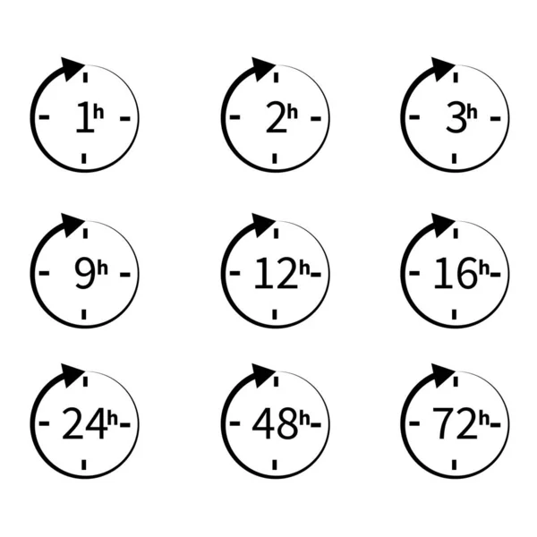 Ensemble Icônes Temps Service Livraison Sur Fond Blanc Style Plat — Image vectorielle