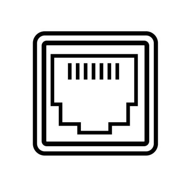 Beyaz arkaplanda Ian ağ portu simgesi. Düz stil. Web sitenizin tasarımı, logosu, uygulaması ve UI için yerel bölge bağlantı simgesi. ağ port simgesi. ağ ethernet port işareti. 