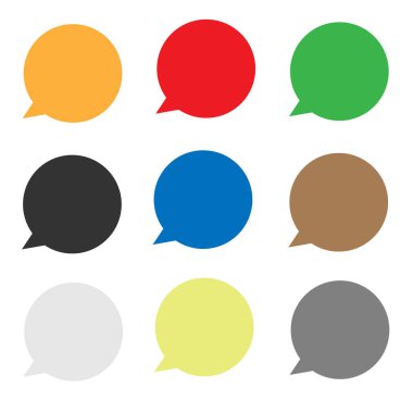 Konuşma baloncuğu simgesini beyaz arkaplana ayarla. Düz stil. Web sitesi tasarımınız için konuşma balonu simgesi, logo, uygulama, UI. Boş konuşma balonu sembolü. konuşma kabarcığı renkli işaret. 