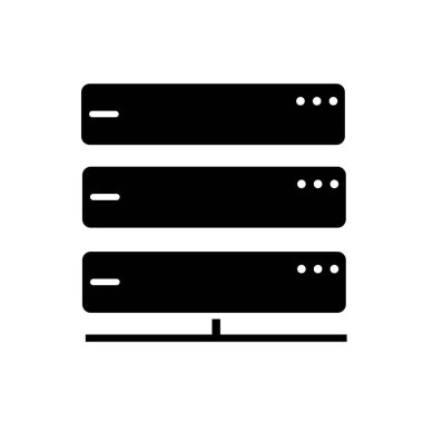 Beyaz arkaplanda sunucu simgesi. Düz stil. Web sitesi tasarımınız için bilgisayar sunucusu simgesi, logo, uygulama, UI. Sunucu sembolü Web sunucu işareti. 