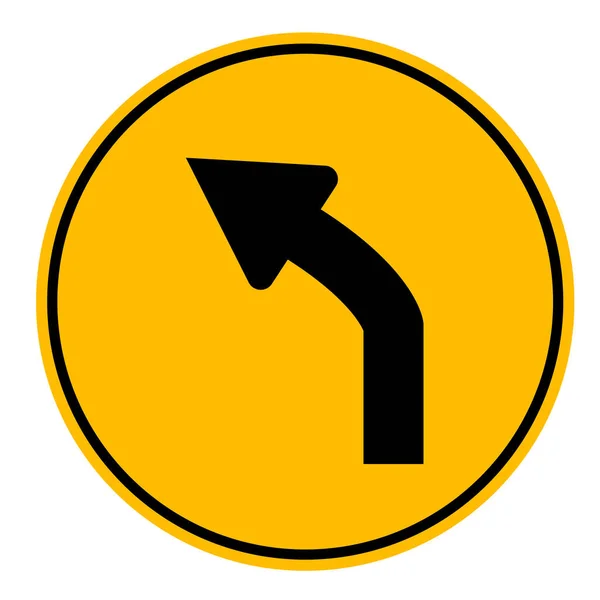白い背景のトラフィックの先に左カーブ フラットなスタイル 左カーブの交通標識 — ストックベクタ