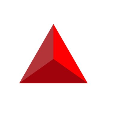 Beyaz arkaplanda parlak üçgen simgesi. Düz stil. Web sitesi tasarımınız için üçgen logo simgesi, logo, uygulama, UI. Parlak üçgen sembolü. üçgen işareti. 